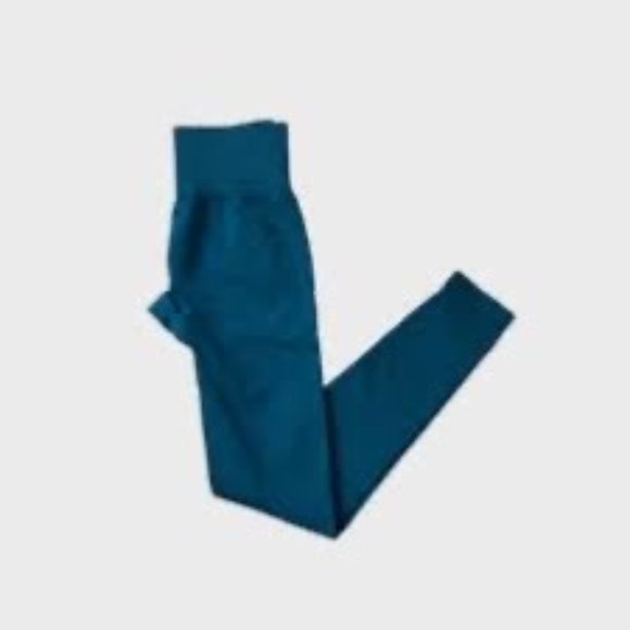 Athletic Pants Womens XS Teal Blue Leggings Ankle Yoga Waist Stretch Pull On Gym - Picture 1 of 5